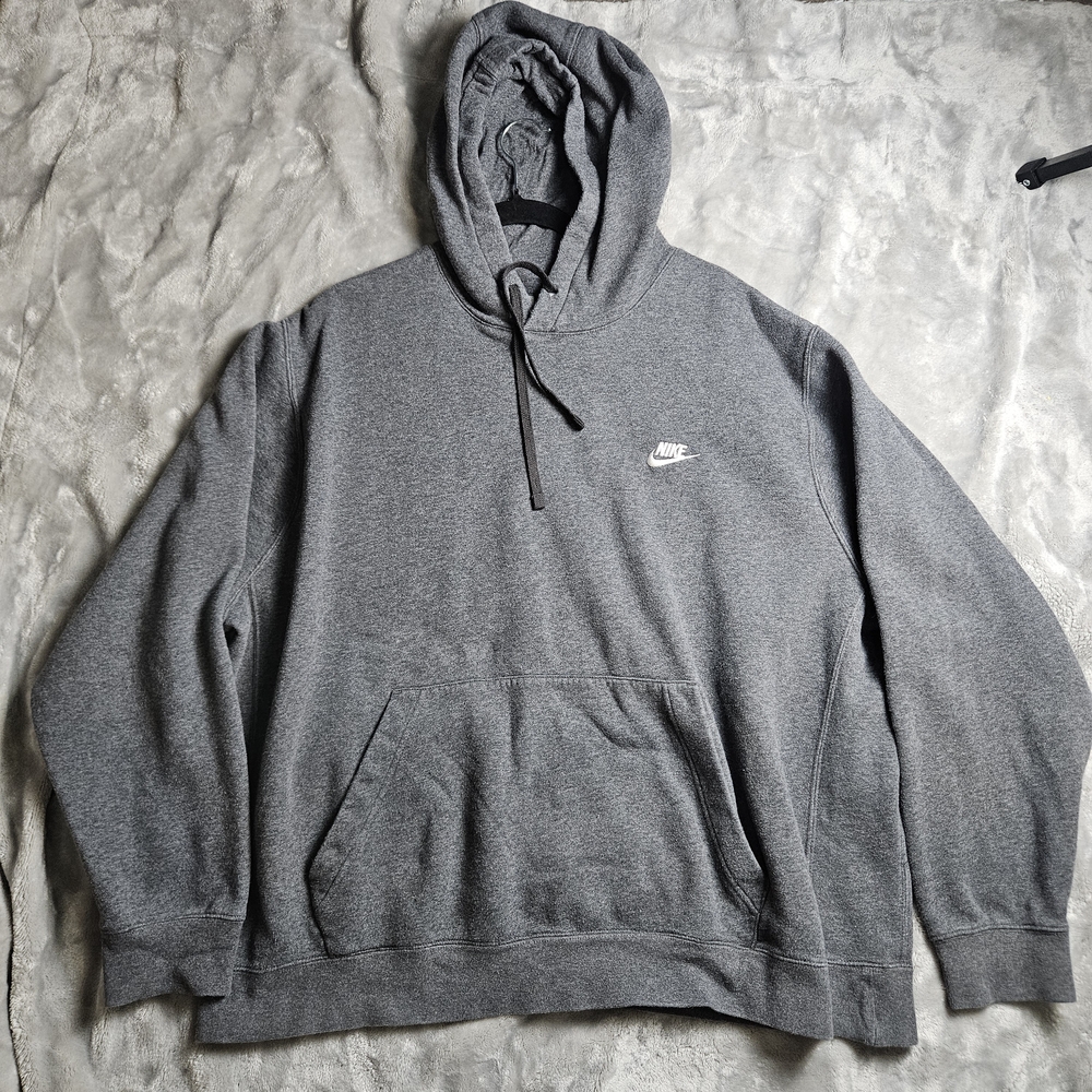 Nike Hoodie XXL Gray Pullover Fleece Sweatshirt Swoosh Logo - Picture 2 of 7